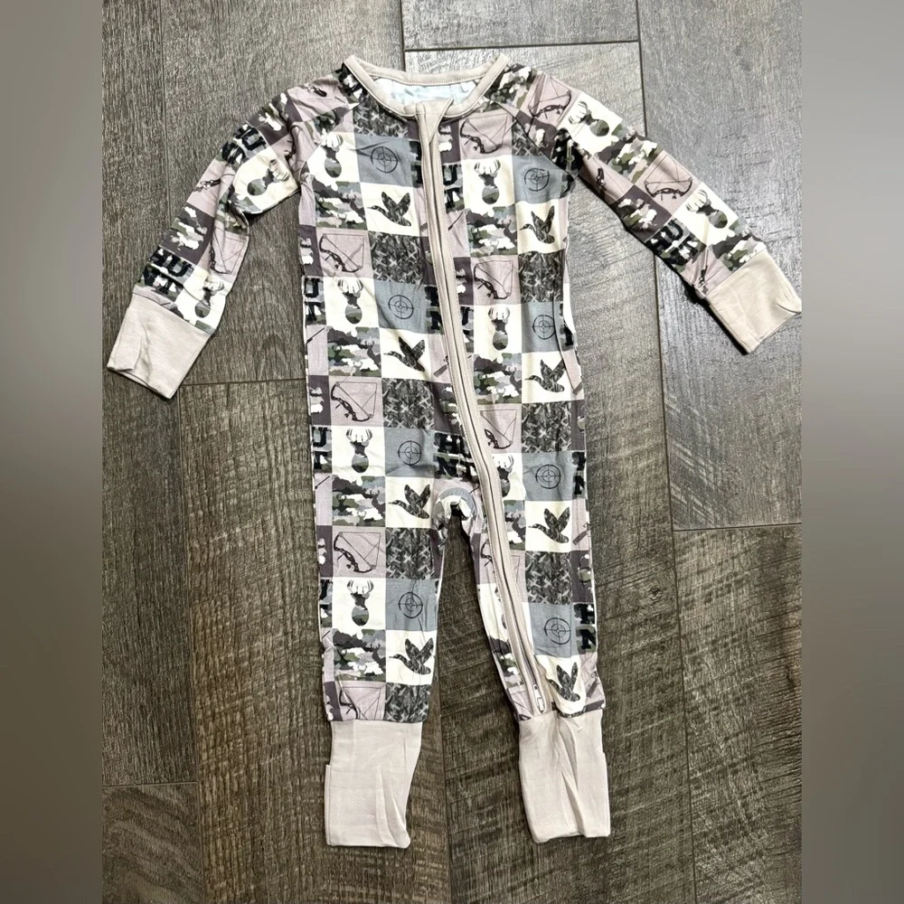 Baby Boy Bamboo Sleepie Hunting Camo Print Deer Duck 0-3 m